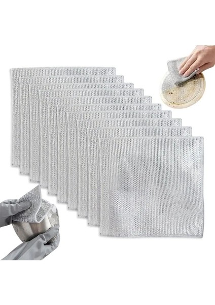 Çift Katlı Çok Amaçlı Temizlik Bezi 10 Adet, Çok Fonksiyonlu, Çizmez, Yüksek Kalite