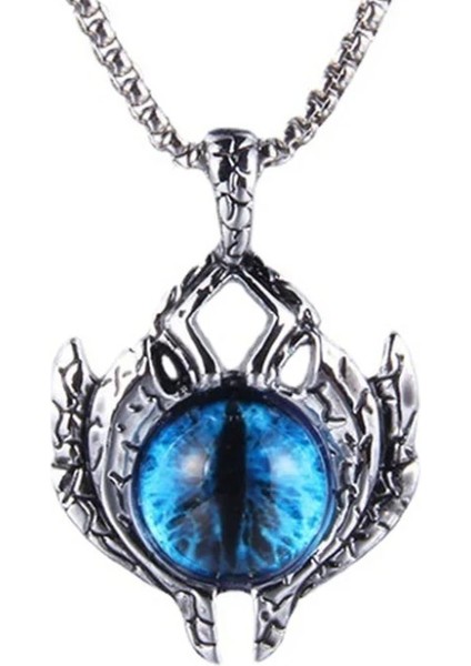 Paslanmaz Çelik Mavi Cam Göz Detaylı Ejder Pençe Nazar Kolye / Evil Eye Kolye fiyatları