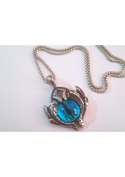 Paslanmaz Çelik Mavi Cam Göz Detaylı Ejder Pençe Nazar Kolye / Evil Eye Kolye modelleri
