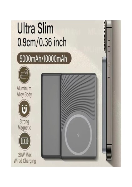 FP14 5000 Mah 20WATT Usb-C LED Işıklı Wireless Slim Taşınabilir Kablosuz Powerbank