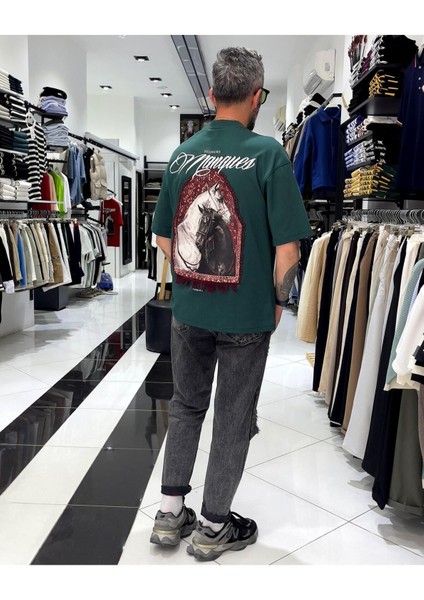 Manques Nakışlı At Figürlü Oversize Erkek T-Shirt indirimleri