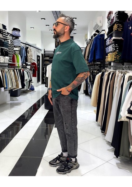 Manques Nakışlı At Figürlü Oversize Erkek T-Shirt