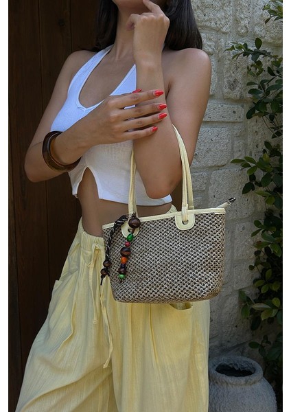 Roen Hasır Omuz Çantası Sarı fiyatları