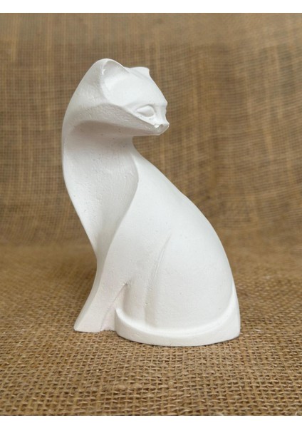 Kedi Heykel Obje Minimalist, Beyaz Renk Yüksek Kaliteli Malzeme Minimalist El Yapımı Kedi Heykel Obje, Ev Dekoru, Masa Dekoru (13x8 cm) modelleri