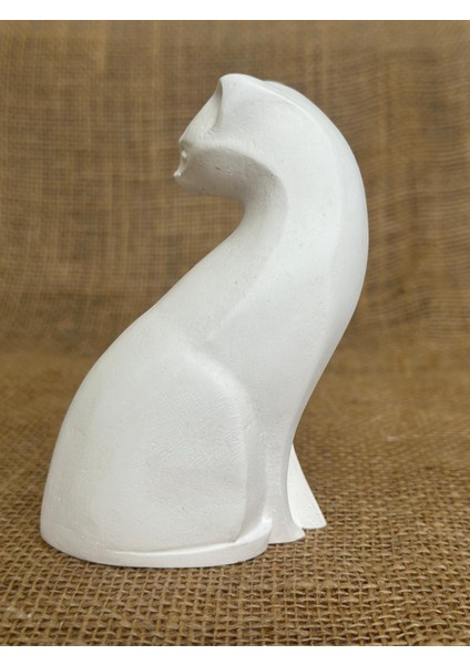 Kedi Heykel Obje Minimalist, Beyaz Renk Yüksek Kaliteli Malzeme Minimalist El Yapımı Kedi Heykel Obje, Ev Dekoru, Masa Dekoru (13x8 cm) fırsatları