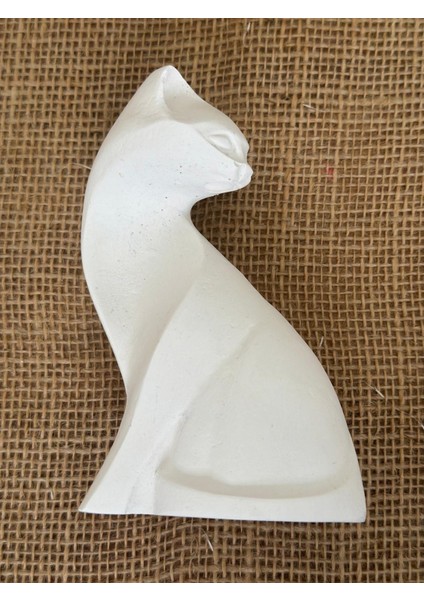 Kedi Heykel Obje Minimalist, Beyaz Renk Yüksek Kaliteli Malzeme Minimalist El Yapımı Kedi Heykel Obje, Ev Dekoru, Masa Dekoru (13x8 cm) indirimleri