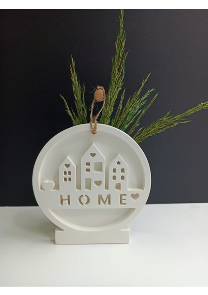Home Yazılı Ev Duvar Dekoru, Beyaz Renk Yüksek Kaliteli Malzeme El Yapımı Dekoratif Yuvarlak Duvar Obje, Hediyelik Dekoratif Duvar Dekoru, Ev Dekoru, Duvar Dekoru (13,5 x12,5 cm) fiyatları
