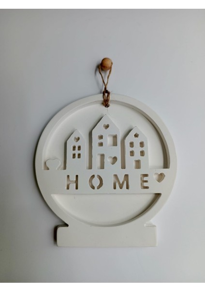 Home Yazılı Ev Duvar Dekoru, Beyaz Renk Yüksek Kaliteli Malzeme El Yapımı Dekoratif Yuvarlak Duvar Obje, Hediyelik Dekoratif Duvar Dekoru, Ev Dekoru, Duvar Dekoru (13,5 x12,5 cm) modelleri