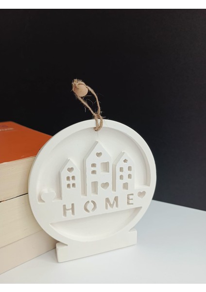 Home Yazılı Ev Duvar Dekoru, Beyaz Renk Yüksek Kaliteli Malzeme El Yapımı Dekoratif Yuvarlak Duvar Obje, Hediyelik Dekoratif Duvar Dekoru, Ev Dekoru, Duvar Dekoru (13,5 x12,5 cm) fırsatları