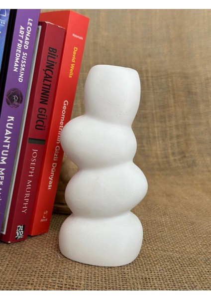 Bohem Tarzı Dekoratif Vazo, Beyaz Renk Yüksek Kaliteli Malzeme El Yapımı Yığılan Taş Vazo, Hediyelik Dekoratif Bohem Vazo, Ev Dekoru, Masa Dekoru(17x7,5cm) modelleri