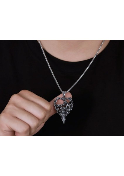 Antik Eskitme Çelik Gotik Tarz Kalp Şekilli Melek Kolye fiyatları
