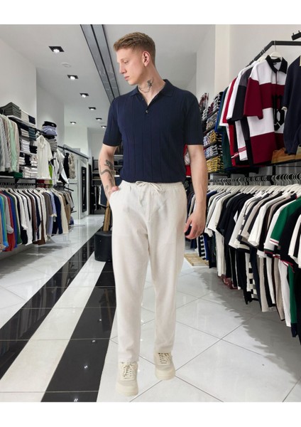 Triko Polo Yaka Erkek Tişört – Dikey Desenli modelleri