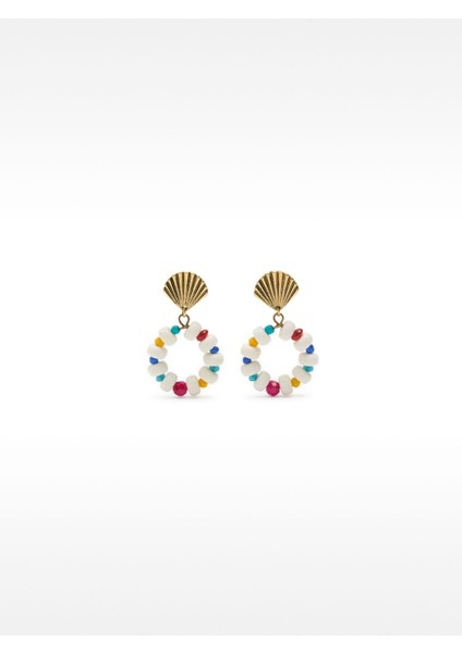 Çok Renkli Boncuklu Küpe