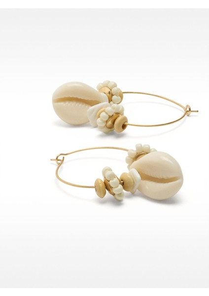 Deniz Kabuğu Detaylı Halka Küpeler