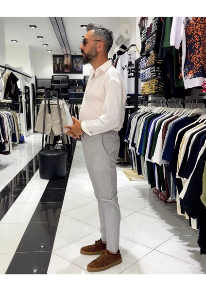 Fitil Dokulu Gofre Kumaş Yüksek Bel Erkek Pantolon
