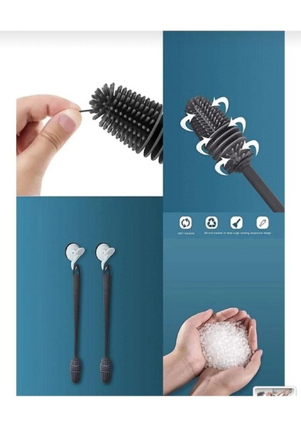 Uzun Silikon Temizleme Fırçası, Biberon, Vazo ve Bardak Için 1 Adet