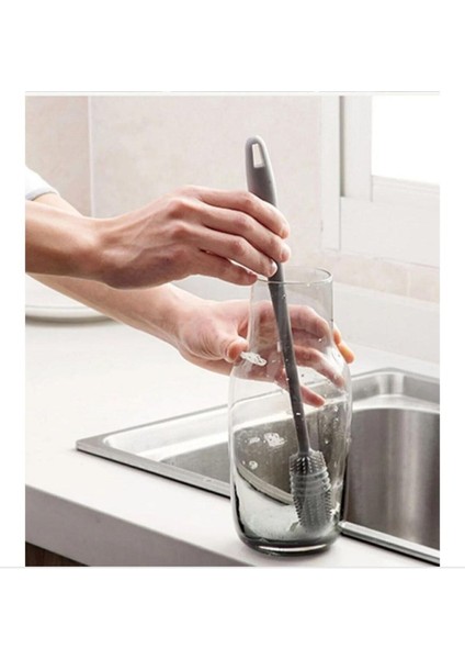 Uzun Silikon Temizleme Fırçası, Biberon, Vazo ve Bardak Için 1 Adet indirimleri