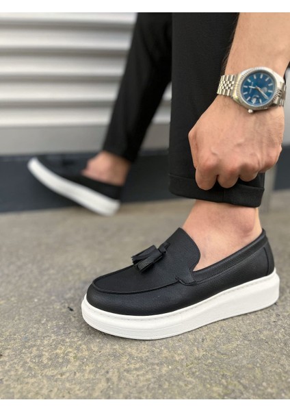 JET-154 Blaze Bağcıksız Püsküllü Cilt Erkek Günlük Spor Klasik Ayakkabı Cbt - Siyah modelleri
