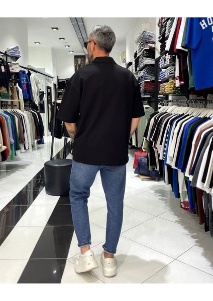 Hommie Baskılı Oversize Erkek Polo Yaka T-Shirt