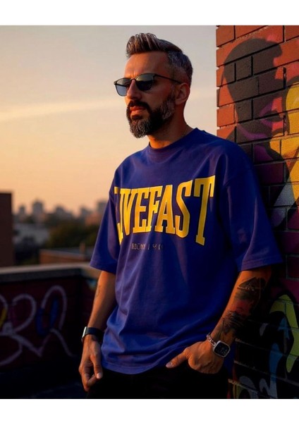 Livefast Baskılı Oversize Erkek T-Shirt