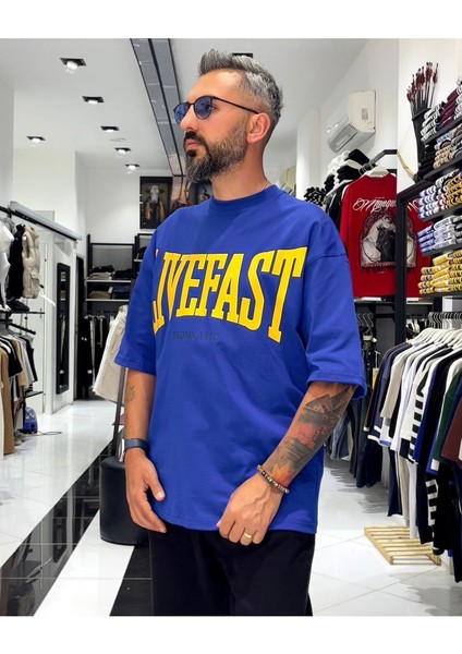 Livefast Baskılı Oversize Erkek T-Shirt