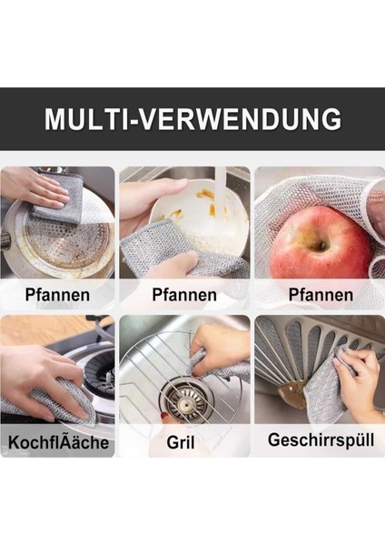 2'li Paslanmaz Telli Temizlik Bezi, Parlatıcı ve Temizleyici Set