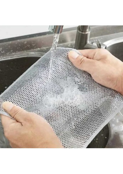 2'li Paslanmaz Telli Temizlik Bezi, Parlatıcı ve Temizleyici Set