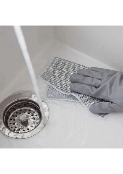 2'li Paslanmaz Telli Temizlik Bezi, Parlatıcı ve Temizleyici Set