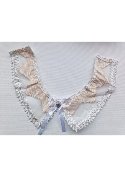 Özel Tüllü Polyester Dantel Işlemeli Kurdeleli Yaka modelleri