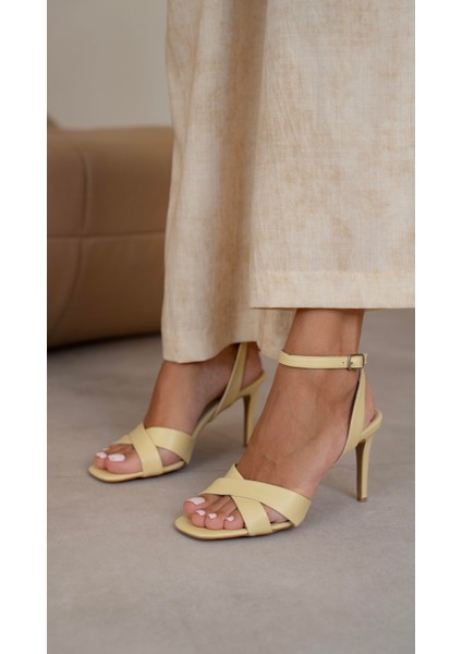 Napa Sarı Hakiki Deri Topuklu Ayakkabı modelleri