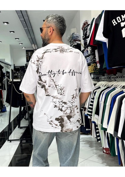 Boya Efektli Erkek Oversize T-Shirt modelleri