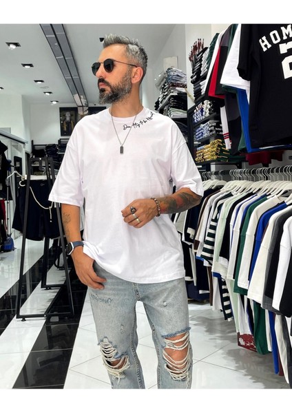 Boya Efektli Erkek Oversize T-Shirt