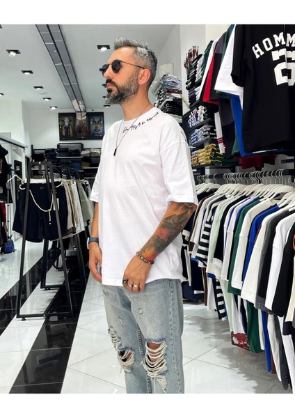Boya Efektli Erkek Oversize T-Shirt