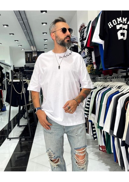 Boya Efektli Erkek Oversize T-Shirt