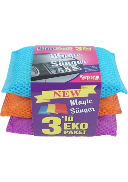 Yumuşak Mikrofiber Sünger Seti, 3'lü Paket, Temizlik Için Ideal