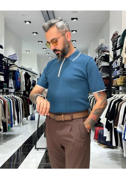 Fermuarlı Triko Polo Yaka Erkek Tişört fiyatları