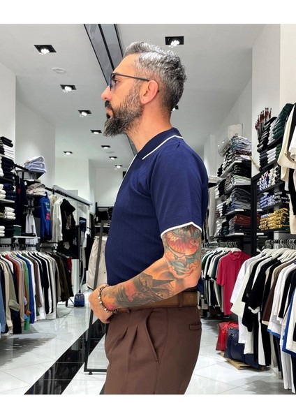 Fermuarlı Triko Polo Yaka Erkek Tişört fırsatları
