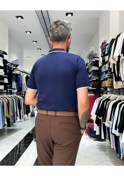 Fermuarlı Triko Polo Yaka Erkek Tişört