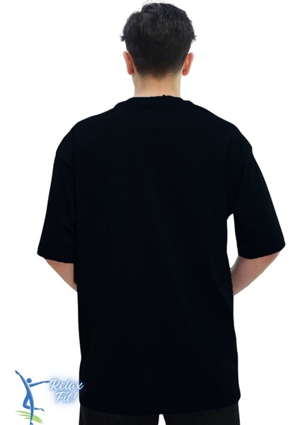 Bol ve Rahat Kesim Cep Detaylı Bisiklet Yaka T-Shirt Siyah modelleri