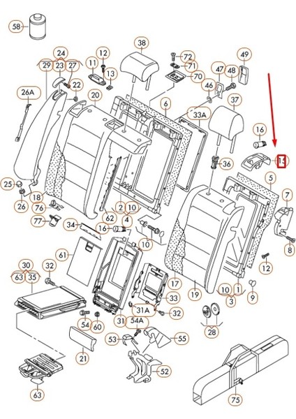 Volkswagen Passat B6 Ile Uyumlu Arka Koltuk Yatırma Kolu Kapağı (2006 >>2011) Sağ Taraf. 3C5885894 / 3c5 885 894 fırsatları