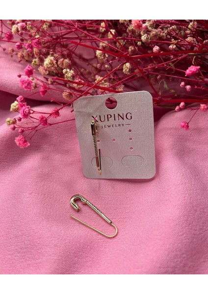 Kadın Çelik Lüks Çengel Zirkon Taşlı Küpe