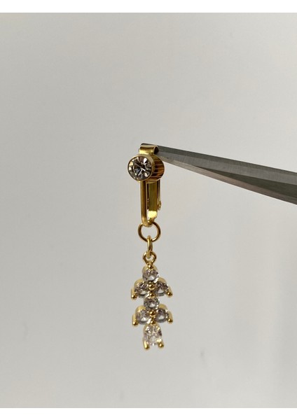 Çelik Göbek Piercing Mıknatıslı Deliksiz Kullanım Sıkıştırmalı Çiçek Sallantılı Uzun Model modelleri