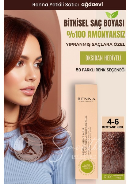 Amonyaksız Bitkisel Yıpranmış Saçlar İçin Saç Boyası 4-6 Kestane Kızıl 60 ml fırsatları