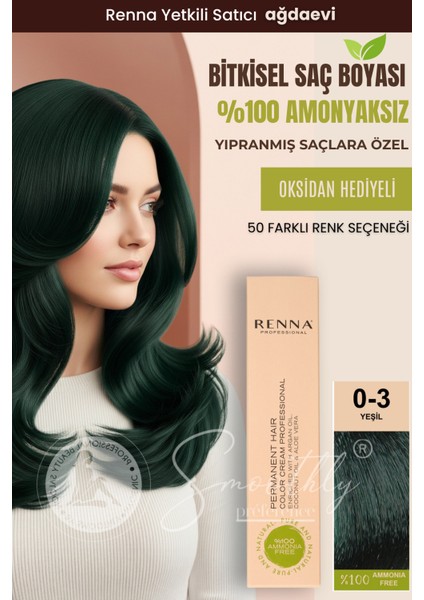 Amonyaksız Bitkisel Yıpranmış Saçlar İçin Saç Boyası 0-3 Yeşil 60 ml