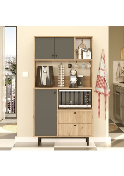 Latte Serisi Kahve Köşesi Çok Amaçlı Dolap Mutfak Dolabı Sepet-Antrasit Lat3-Sa fırsatları