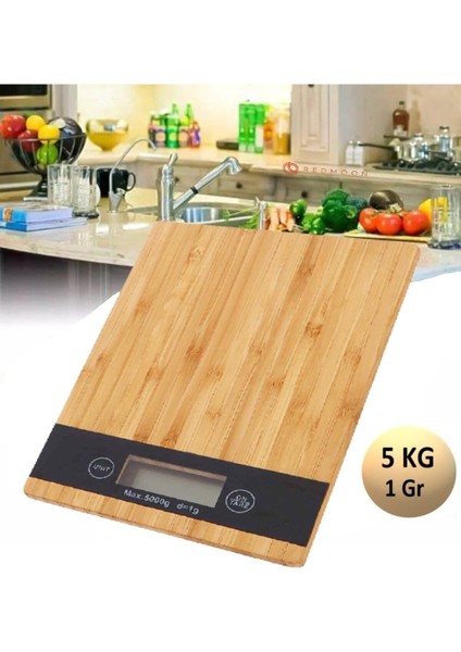 Şık Ahşap Dijital Hassas Mutfak Terazisi, 5 Kg, 1 Gr, Çok Şık modelleri