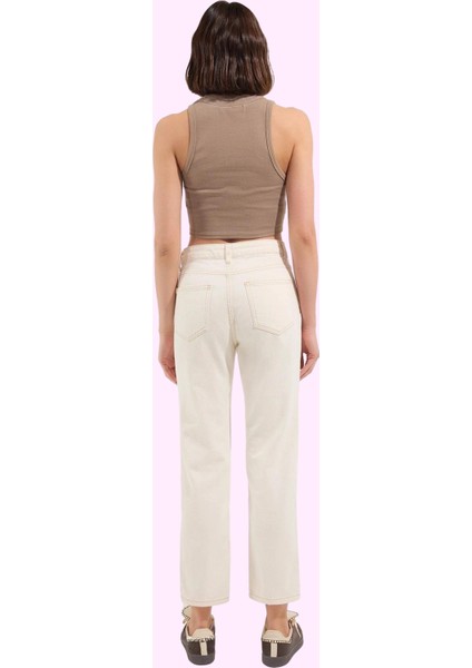 Kadın Pamuk Denim Jean Pantolon Yüksek Bel Geniş Paça Günlük Stil Yaz Aylarının Vazgeçilmezi modelleri