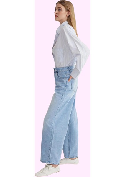Kadın Denim Barrel Jean Pantolon Pamuk Konfor ve Şıklık Günlük Kullanım Yaz Aylarının Vazgeçilmezi