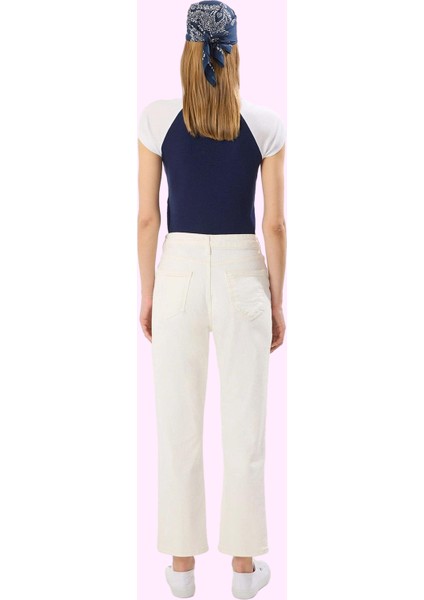 Kadın Denim Jean Pantolon Düz Desen Yüksek Bel Günlük Kombin Hafta Sonu Yaz Aylarının Vazgeçilmezi