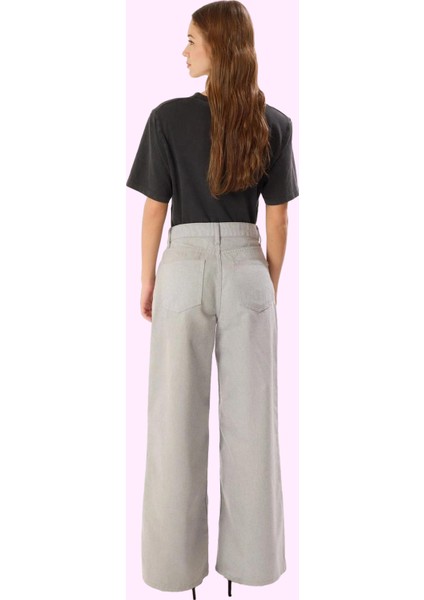 Kadın Pamuk Denim Pantolon Renk Geniş Paça Normal Bel Günlük ve Şık Yaz Aylarının Vazgeçilmezi
